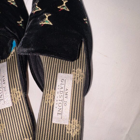 VINTAGE Y2K Embroidered Velvet Martini Kitten Mules Size 7 Made in USA - Picture 5 of 9